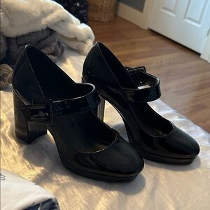 Steve Madden Shiny Black Block Heels